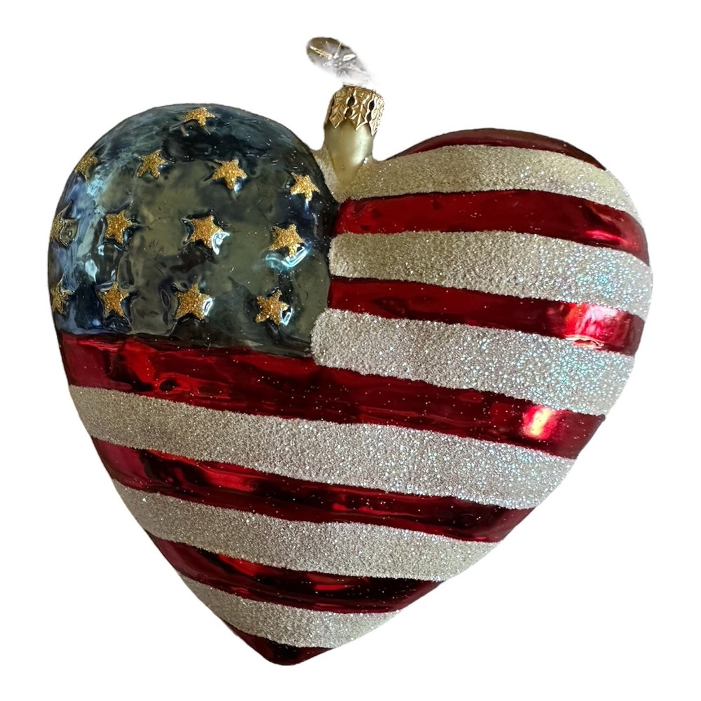 Christopher Radko Brave Heart American Flag Christmas Ornament